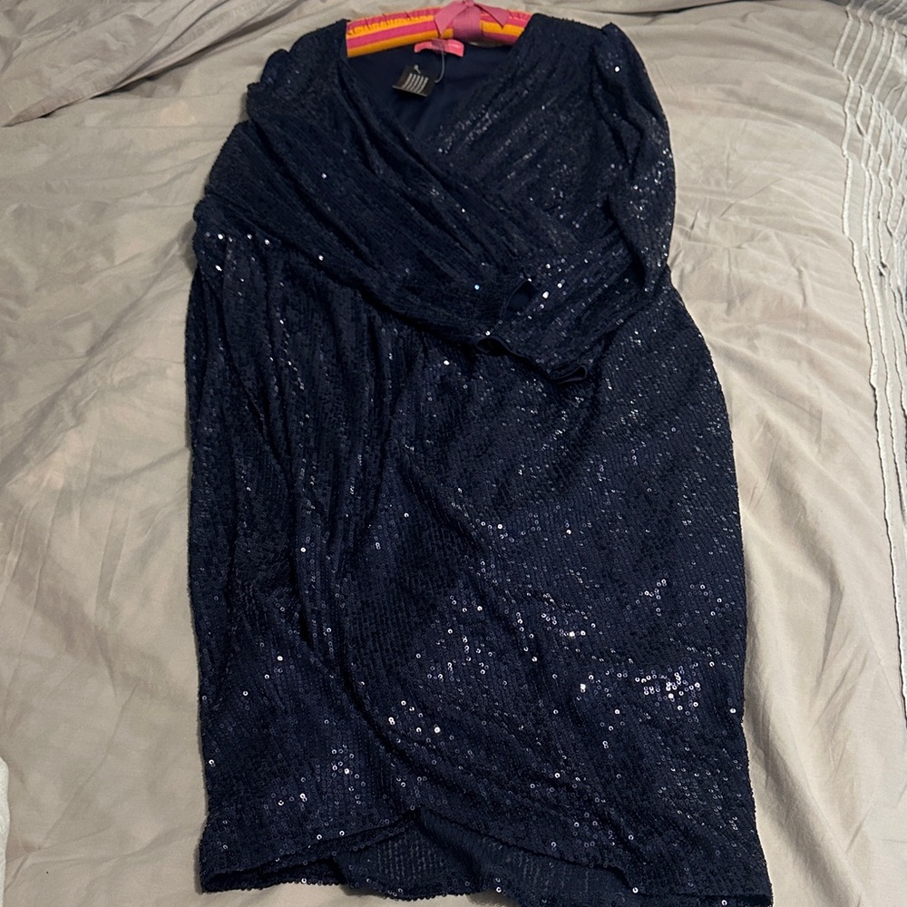 Sparkling Navy Sequin Gown